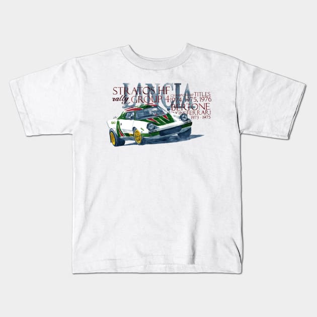 Rally: Lancia Stratos Kids T-Shirt by dareba